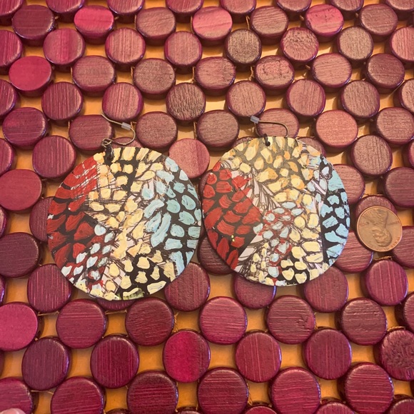 Hand painted and drawn giant circular earrings! - Picture 1 of 6